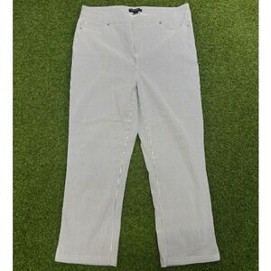 Mario Serrani Italy Womens Pinstripe Pull On Straight Leg Pants Blue White L